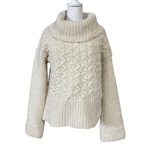 Sleeping On Snow Anthropologie Cowl Neck Sweater Womens Small White Pullover